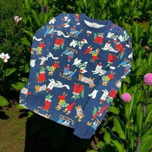 Hanna Andersson Kids 10 140cm Pajama Top Christmas Dogs Organic Cotton Holiday